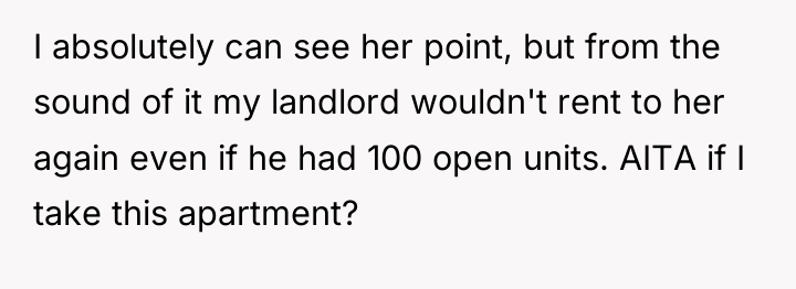 I absolutely can see her point, but from the sound...