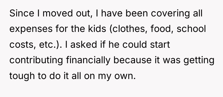 Since I moved out, I have been covering all expenses...