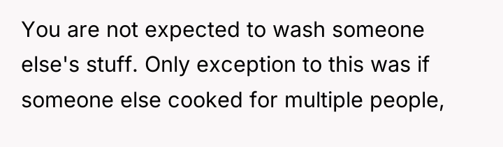 You are not expected to wash someone else's stuff. Only...