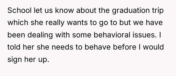 School let us know about the graduation trip which she...