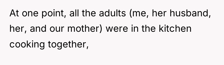 At one point, all the adults (me, her husband, her,...
