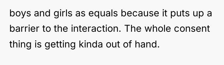 boys and girls as equals because it puts up a...
