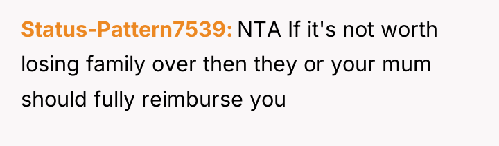 Status-Pattern7539 NTA If it's not worth losing family over then...
