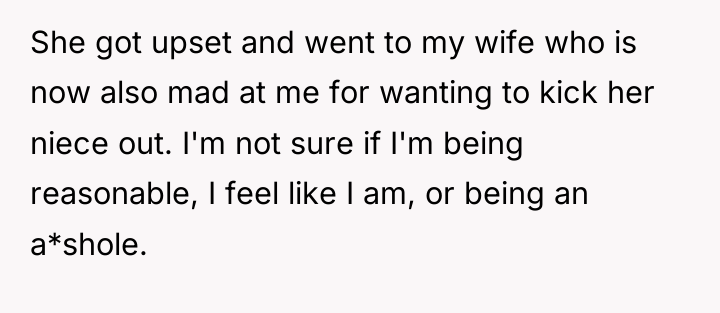 She got upset and went to my wife who is...