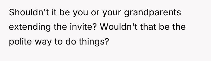 Shouldn't it be you or your grandparents extending the invite?...