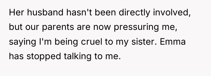 Her husband hasn't been directly involved, but our parents are...