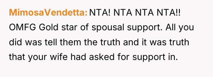 MimosaVendetta NTA! NTA NTA NTA!! OMFG Gold star of spousal...
