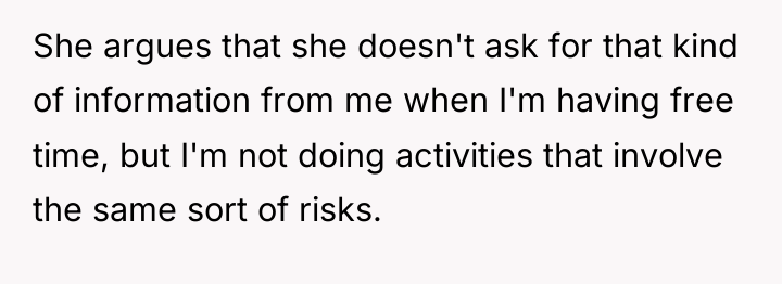 She argues that she doesn't ask for that kind of...