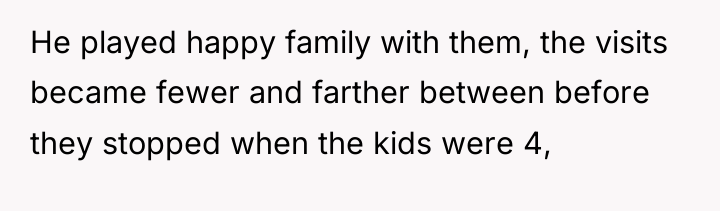He played happy family with them, the visits became fewer...