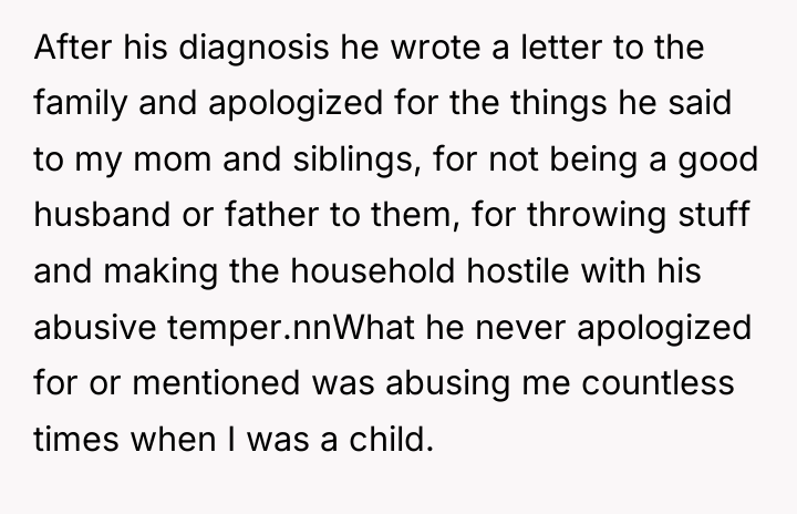 After his diagnosis he wrote a letter to the family...