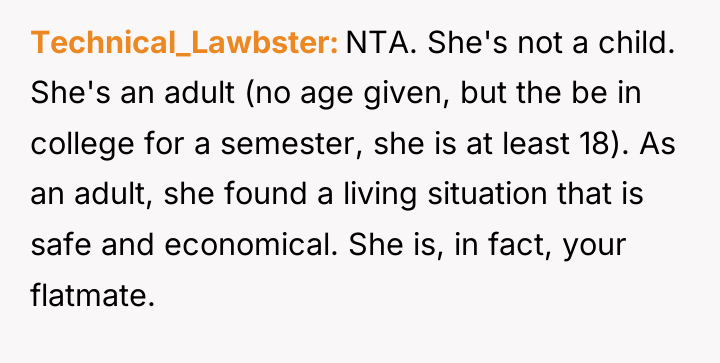 Technical_Lawbster NTA. She's not a child. She's an adult (no...