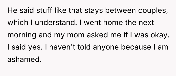 He said stuff like that stays between couples, which I...