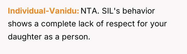 Individual-Vanidu NTA. SIL's behavior shows a complete lack of respect...