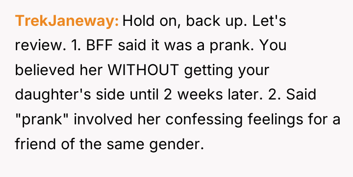 TrekJaneway Hold on, back up. Let's review. 1. BFF said...