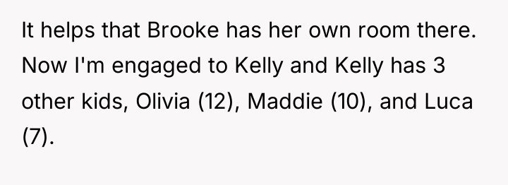 It helps that Brooke has her own room there. Now...