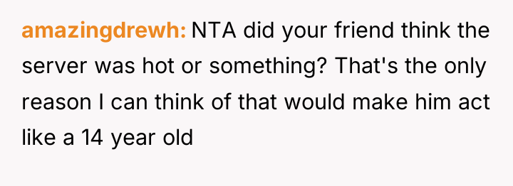 amazingdrewh NTA did your friend think the server was hot...
