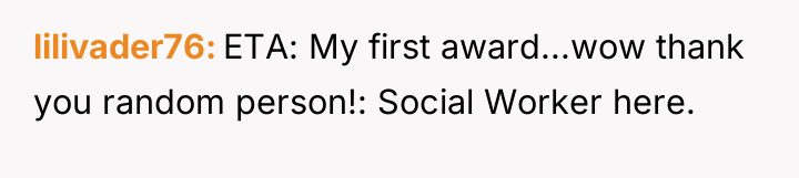 lilivader76 ETA: My first award...wow thank you random person!: Social...