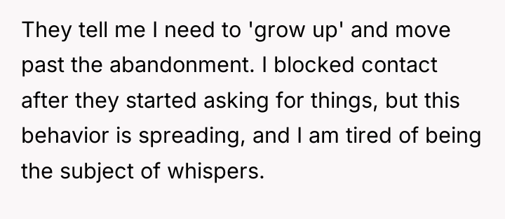 They tell me I need to 'grow up' and move...