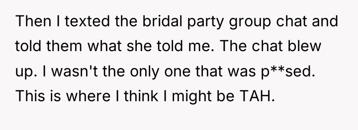 Then I texted the bridal party group chat and told...