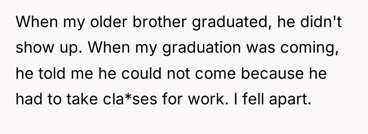 When my older brother graduated, he didn't show up. When...