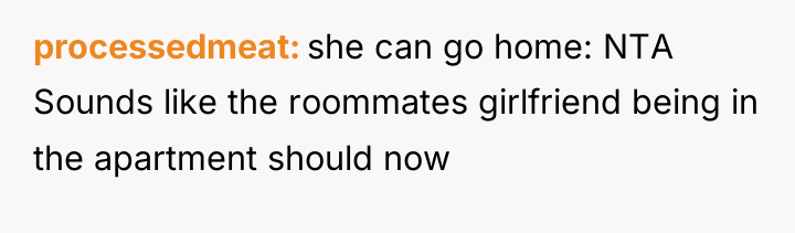 processedmeat she can go home: NTA Sounds like the roommates...