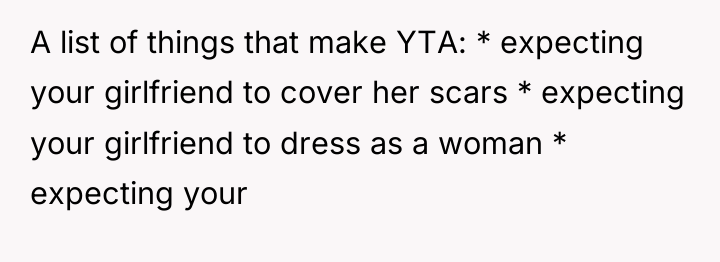 A list of things that make YTA: * expecting your...