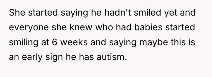She started saying he hadn't smiled yet and everyone she...