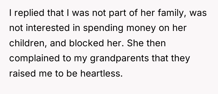 I replied that I was not part of her family,...