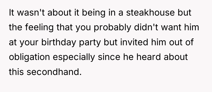It wasn't about it being in a steakhouse but the...