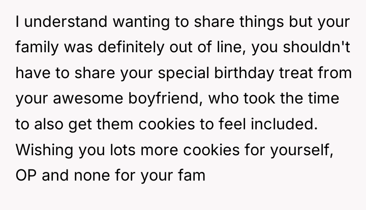 I understand wanting to share things but your family was...