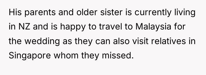 His parents and older sister is currently living in NZ...