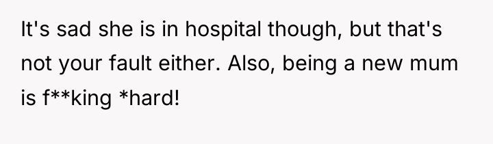 It's sad she is in hospital though, but that's not...
