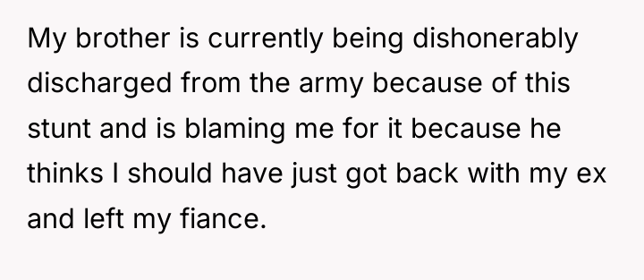 My brother is currently being dishonerably discharged from the army...