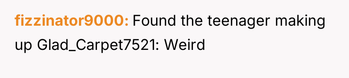 fizzinator9000 Found the teenager making up Glad_Carpet7521: Weird