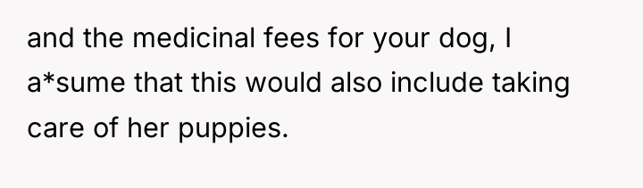 and the medicinal fees for your dog, I a*sume that...