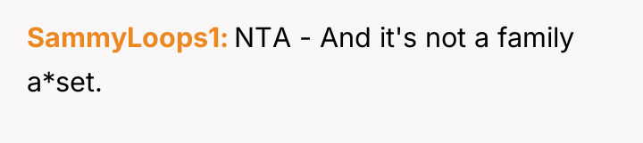 SammyLoops1 NTA - And it's not a family a*set.
