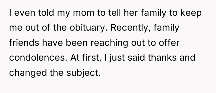 I even told my mom to tell her family to...