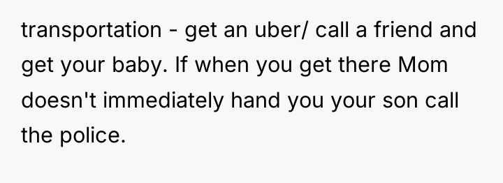 transportation - get an uber/ call a friend and get...
