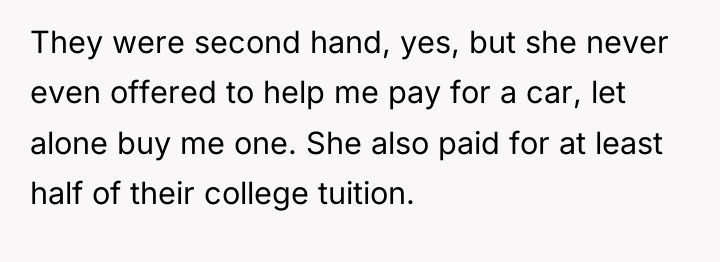 They were second hand, yes, but she never even offered...