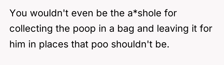 You wouldn't even be the a*shole for collecting the poop...