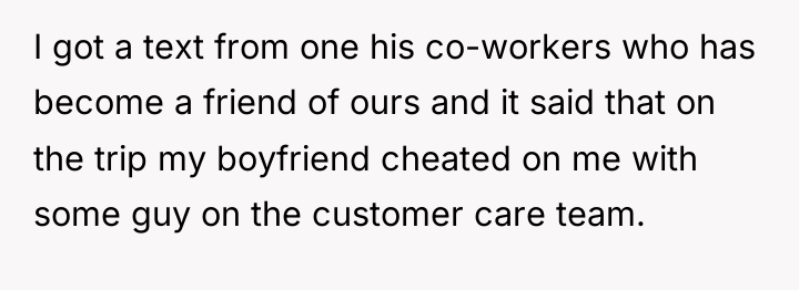 I got a text from one his co-workers who has...
