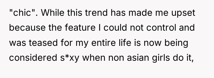 "chic". While this trend has made me upset because the...