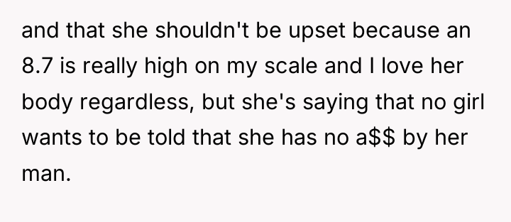 and that she shouldn't be upset because an 8.7 is...