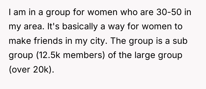 I am in a group for women who are 30-50...