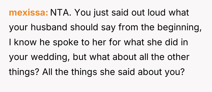 mexissa NTA. You just said out loud what your husband...