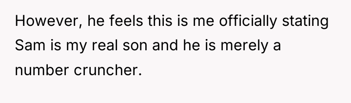 However, he feels this is me officially stating Sam is...
