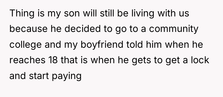 Thing is my son will still be living with us...