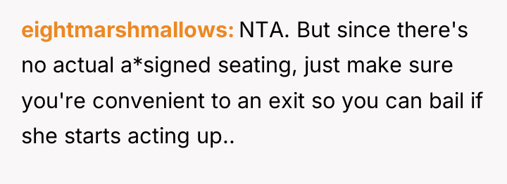 eightmarshmallows NTA. But since there's no actual a*signed seating, just...