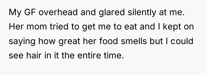 My GF overhead and glared silently at me. Her mom...