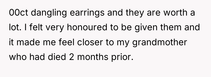 00ct dangling earrings and they are worth a lot. I...